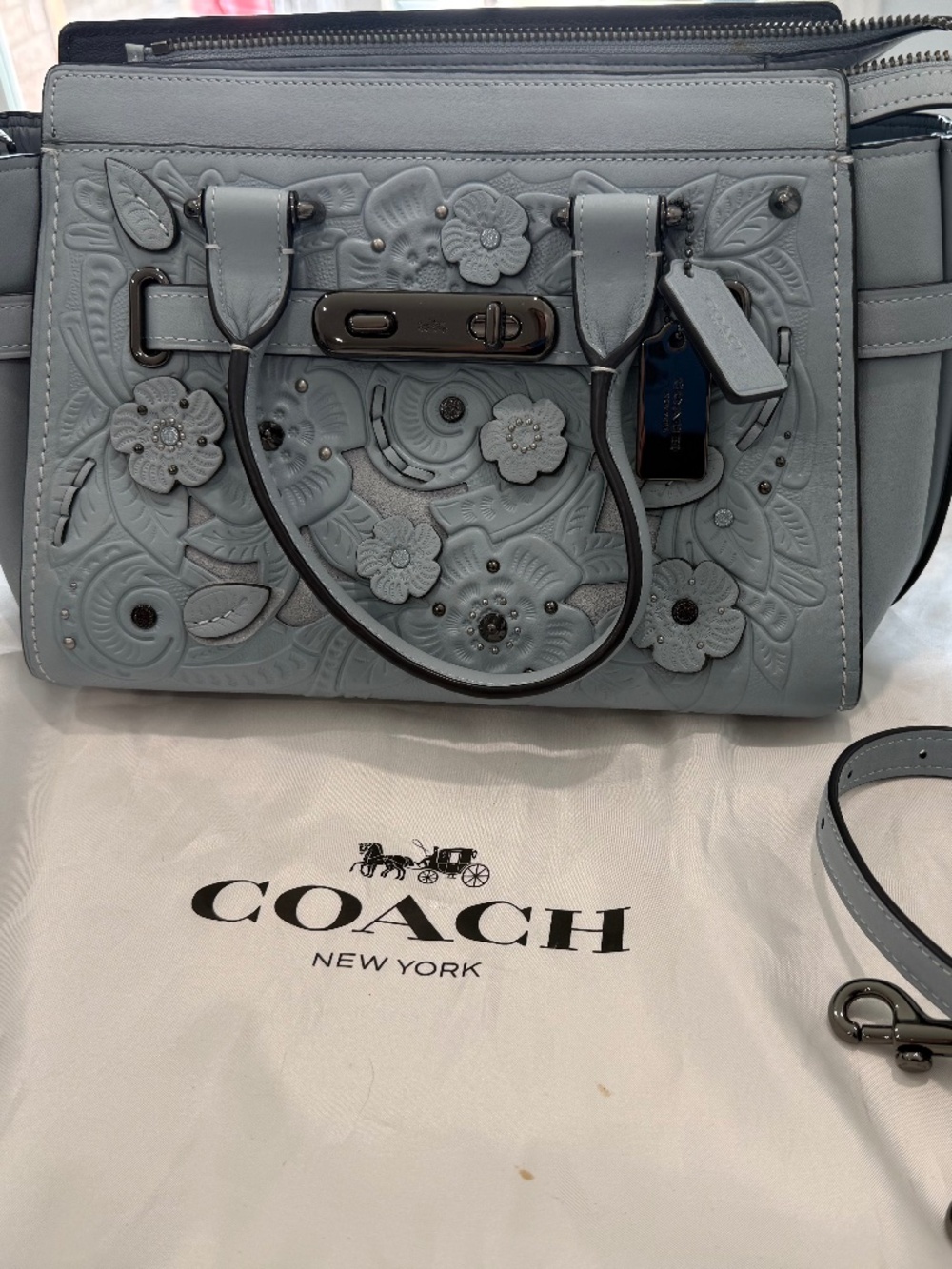 Coach 1941 Swagger 27 with 3D Tea Rose Tooling and matching wallet